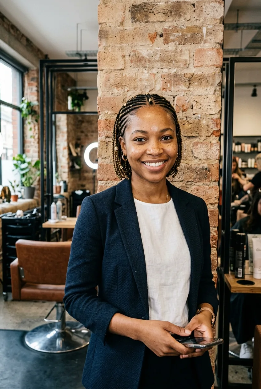 Professional styling of short lemonade Fulani braids for workplace-appropriate protective styling